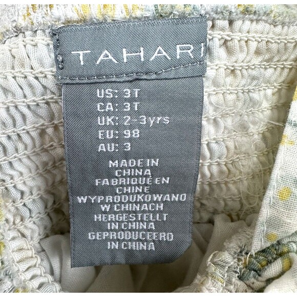 Tahari Tiered Ruffle Dress Girls Toddler 3T Lined Smocked Bows Prairie Floral - Picture 9 of 12